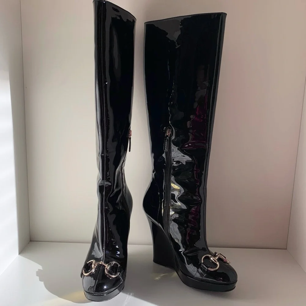 Gucci Patent horse bit tall boots - Picture 5 of 16